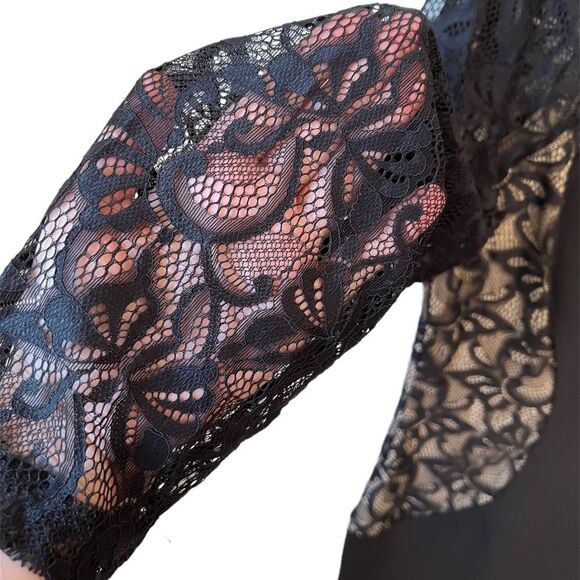 NWT EnFocus Studio Black Lace Bodycon Illusion Dress Long Sleeve Sz 14 - Picture 4 of 8